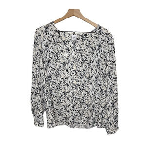 CABI STYLE 3094 Women's L Shatter Long Sleeve Blouse Popover Top Neutral Career